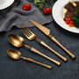 4PC/Set Stainless Steel Upscale Gold Plated Dinnerware Western Dinner Flatware Golden Cutlery Knife Fork Spoon Coffee Spoon Set