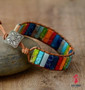 Chakra Bracelet Jewelry Handmade Multi Color Natural Stone Tube Beads Leather Wrap Bracelet Couples Bracelets Creative Gifts