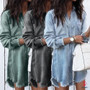 Fashion Women Long Sleeve Loose Denim Shirts Dress Summer Casual Female Mini Dress Ladies Turn-down Collar Shirt Short Dresses