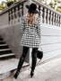 Long Sleeve Coat plaid Pockets blazers casual vintage