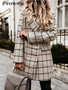 Long Sleeve Coat plaid Pockets blazers casual vintage