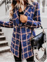 Long Sleeve Coat plaid Pockets blazers casual vintage