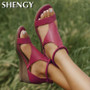 Summer Sandals Mid Heels Wedges Shoes Vintage Gladiator