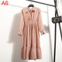 Casual Autumn Style Vintage Floral Printed Chiffon Shirt Dress