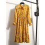 Casual Autumn Style Vintage Floral Printed Chiffon Shirt Dress