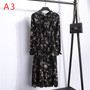 Casual Autumn Style Vintage Floral Printed Chiffon Shirt Dress