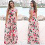 Summer Long Floral Print Boho Beach Tunic Maxi Dress