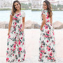 Summer Long Floral Print Boho Beach Tunic Maxi Dress