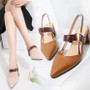 spring hollow coarse sandals high-heeled shallow mouth pointed pumps shoes