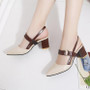 spring hollow coarse sandals high-heeled shallow mouth pointed pumps shoes