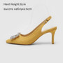 Women Pumps Rhinestone High Heels Soft Leather Heels Shoes Pointed Toe