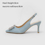 Women Pumps Rhinestone High Heels Soft Leather Heels Shoes Pointed Toe