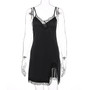 sleeveless lace patchwork V-neck sexy slip mini slip dress