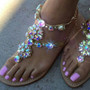 Vintage Boho Leather Beading Flat Sandals