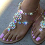 Vintage Boho Leather Beading Flat Sandals