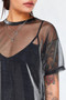 Fashion Hollow Transparent Round Neck Short Sleeve T-shirt Tops