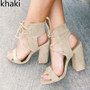 Sexy High Heels Sandals Lace-Up Flock Casual Shoes