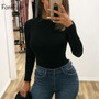 Sexy Skinny Solid Long Sleeve Bodysuit