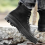 Black Warm Winter Boots Genuine Leather Ankle Boots