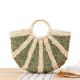 Round Straw Rattan Bag Handmade Woven