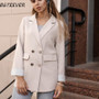 Casual Double Breasted Notched Collar Blazer Jacket