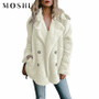 Teddy Coat Lapel Faux Fur Coats Long Sleeve Fluffy Fake Fur Jackets