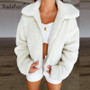 Teddy Coat Winter Faux Fur Coat Thick Plus Size Fluffy Pockets Plush Jacket