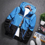 Bomber Hooded Jacket Casual Slim Patchwork Windbreaker