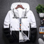 Bomber Hooded Jacket Casual Slim Patchwork Windbreaker