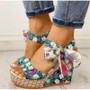 Summer Beach Boho Floral Wedge Sandals