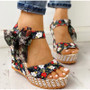 Summer Beach Boho Floral Wedge Sandals