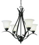 Ribbon Branched 4 Light Chandelier In Bronze