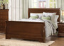 1856K-1EK Traditional Louis Philippe Brown Cherry Wood King Sleigh Bed