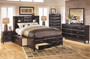 Kira 4-Piece Bedroom Set with King Size Storage Bed, Dresser, Mirror and Nightstand in Black