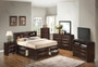 3 Piece Set including King Size Bed, Nightstand and Media Chest in Cappuccino
