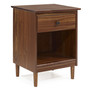 1-Drawer Solid Wood Nightstand - Walnut