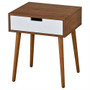 Modern Mid-Classic End Table Nightstand in Light Walnut and White