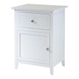 White 1-Drawer Bedroom Bedside Table Cabinet Nightstand End Table