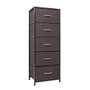 Crestlive Products Vertical Dresser Storage Tower - Sturdy Steel Frame, Wood Top, Easy Pull Fabric Bins, Wood Handles - Organizer Unit for Bedroom, Hallway, Entryway, Closets - 5 Drawers (Brown)