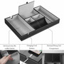 Flsh Valet Tray, Nightstand Desktop Organizer, PU Leather Catchall Dresser Tray with Charging Station for Ring Wallet Watch Coin, Black