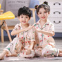 Baby Boys Girls Strawberry Outfits Long Short Sleeve silk Tops+pants Sleepwear Pajamas Set Children Nightgowns Kids Clothing