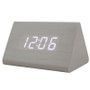 Modern Triangle LED Wooden Alarm Clock Classical Digital Sound Control Desk Clock Thermometer