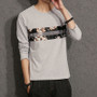 Male cotton t-shirt striped long sleeved t shirt o neck Tee shirt print t shirt