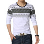 Male cotton t-shirt striped long sleeved t shirt o neck Tee shirt print t shirt