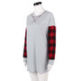 Women Plaid Patchwork Loose Long Sleeve T-Shirt O-neck Pullover Blouse Tops