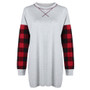 Women Plaid Patchwork Loose Long Sleeve T-Shirt O-neck Pullover Blouse Tops