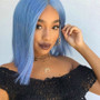 Short Straight Hair  Bob Wig Blue Wig Synthetic Lace Front Wig