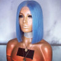 Short Straight Hair  Bob Wig Blue Wig Synthetic Lace Front Wig