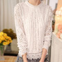 Solid Long Sleeve O Neck Lace Casual Tops  Blouse T-Shirt