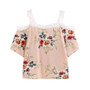 Women Short Sleeve Off Shoulder Lace Floral Blouse Casual Tops T-Shirt